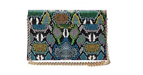 Dolce Na Women Snakeskin Pattern Handbag Envelope Clutch Bag Retro Purse (Snakeskin(Blue))