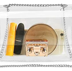 Clear Crossbody Purse Bag, Shoulder Handbag pouch Stadium/Concert Venues Approved Clear Bag for Women (SV), Silver