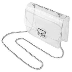 Clear Crossbody Purse Bag, Shoulder Handbag pouch Stadium/Concert Venues Approved Clear Bag for Women (SV), Silver