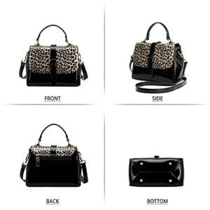 ZOCAI Women's Crossbody Satchel Handbags - PU Leather Top Handle Shoulder Bag Leopard Print Hobo Bags with Small Purse, Set of 2pcs