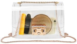 n/c clear crossbody purse bag, shoulder handbag pouch stadium/concert venues approved clear bag for women (go) gold