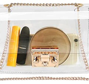 N/C Clear Crossbody Purse Bag, Shoulder Handbag pouch Stadium/Concert Venues Approved Clear Bag for Women (GO) Gold