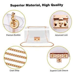 N/C Clear Crossbody Purse Bag, Shoulder Handbag pouch Stadium/Concert Venues Approved Clear Bag for Women (GO) Gold