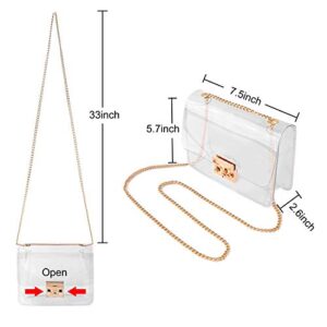 N/C Clear Crossbody Purse Bag, Shoulder Handbag pouch Stadium/Concert Venues Approved Clear Bag for Women (GO) Gold