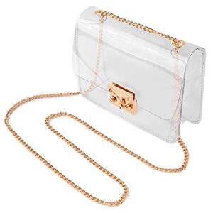 N/C Clear Crossbody Purse Bag, Shoulder Handbag pouch Stadium/Concert Venues Approved Clear Bag for Women (GO) Gold