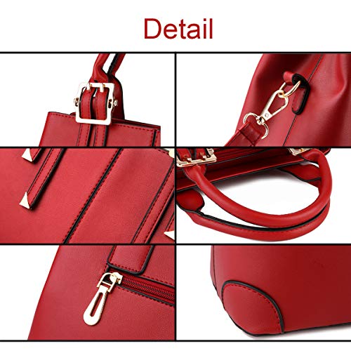 Dayfine Women Top Handle Handbags Faux Leather Satchel Handbags Tote Bags Zipper Purse Shoulder Crossbody Bag for Ladies -Gray