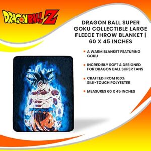 JUST FUNKY Dragon Ball Super Goku Large Anime Fleece Throw Blanket | Official Dragon Ball Super Throw Blanket | Collectible Anime Throw Blanket | Measures 60 x 45 Inches