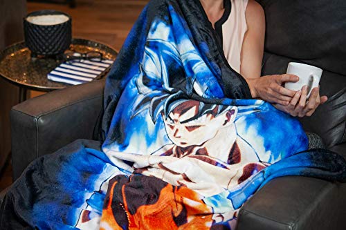 JUST FUNKY Dragon Ball Super Goku Large Anime Fleece Throw Blanket | Official Dragon Ball Super Throw Blanket | Collectible Anime Throw Blanket | Measures 60 x 45 Inches