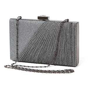 lady couture dressy shirred glitter fabric clutch bag, suzie (pewter)