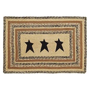 vhc brands kettle grove jute stencil star rectangular rug 24×36 country braided flooring, caramel brown