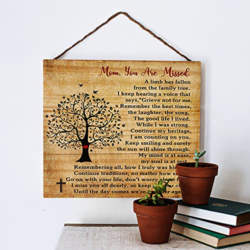 kullder Wood Plaque for Daughter Who Lost Mother Memories of Loved One Mom Memory Wood Sign Wall Art DéCor Mom Passed Away Wood in Loving Memory Mom Angel Memory Remembering Wood Sign - 8''x8''