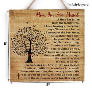 kullder Wood Plaque for Daughter Who Lost Mother Memories of Loved One Mom Memory Wood Sign Wall Art DéCor Mom Passed Away Wood in Loving Memory Mom Angel Memory Remembering Wood Sign - 8''x8''