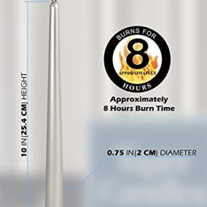 Hyoola Tall Taper Candles - 10 Inch - Metallic Titan - Dripless - 12 Pack - 8 Hour Burn Time