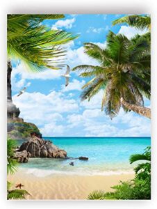 tanxm romantic beach art poster, leaf wall art, nature wall decor,coconut palm coast art prints, sea view art decor, living room bedroom home wall decor – no frame,16″x24″(40.5 x 60.6 cm)