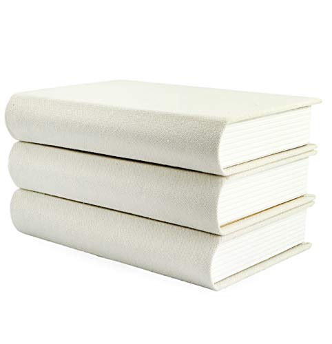 AuldHome Faux Book Stack (Cream); Blank Set of 3 Decorative Books for DIY Crafts and Home Decor