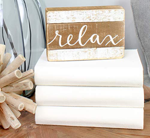 AuldHome Faux Book Stack (Cream); Blank Set of 3 Decorative Books for DIY Crafts and Home Decor