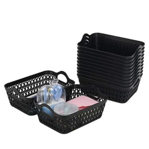 yarebest 12-pack black small storage basket tray, plastic storage tray