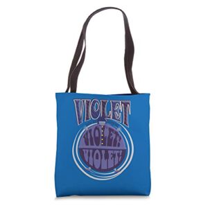 willy wonka and the chocolate factory violet logo tote bag