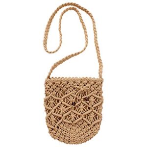 ayliss women handwoven crossbody bag summer beach woven handmade clutch purse weaving casual shoulder handbag(light brown)