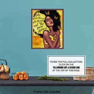 African American Woman Black Art - She Remembered Who She Was And The Game Changed Inspirational Wall Decor - Positive Quotes - Encouragement Gifts for Women - Motivational Posters - Uplifting Gifts