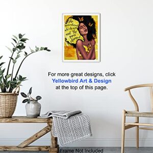 African American Woman Black Art - She Remembered Who She Was And The Game Changed Inspirational Wall Decor - Positive Quotes - Encouragement Gifts for Women - Motivational Posters - Uplifting Gifts