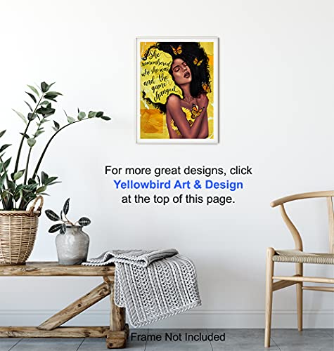 African American Woman Black Art - She Remembered Who She Was And The Game Changed Inspirational Wall Decor - Positive Quotes - Encouragement Gifts for Women - Motivational Posters - Uplifting Gifts