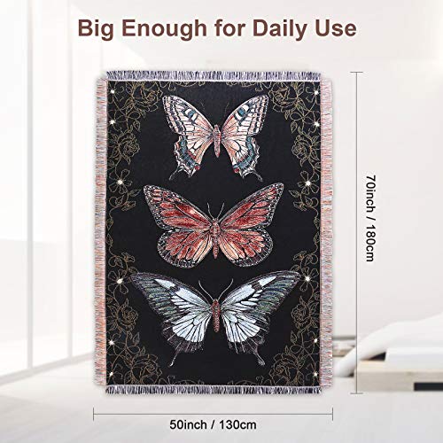 YunTu Butterfly Throw Blanket Big Woven Butterfly Blankets Cover for Couch Chair Furniture 50x70 inches Butterfly Gifts for Women