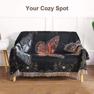 YunTu Butterfly Throw Blanket Big Woven Butterfly Blankets Cover for Couch Chair Furniture 50x70 inches Butterfly Gifts for Women