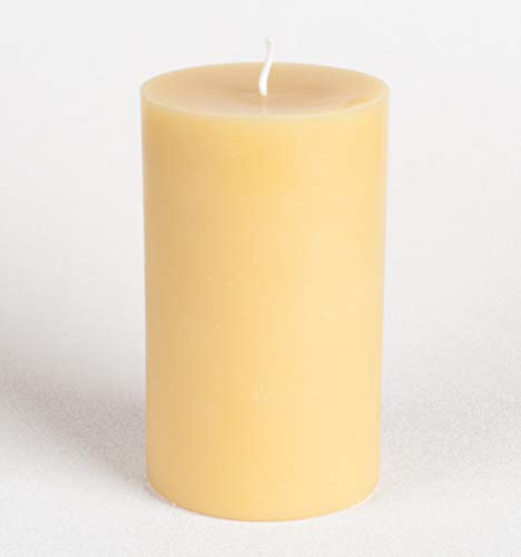 Candle Buzz Brand (3" x 5") Handmade 100% Pure Beeswax Large Round Pillar Candle 100% Cotton Wick