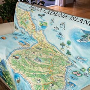 Catalina Island Map Fleece Blanket - Hand-Drawn Original Art - Soft, Cozy, and Warm Throw Blanket for Couch - Unique Gift - 58"x 50"