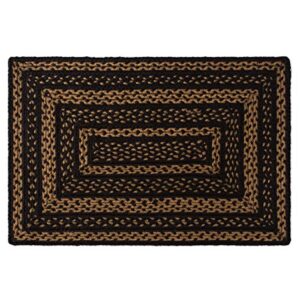 VHC Brands Farmhouse Jute Rectangular Rug 20x30 Country Braided Flooring, Country Black and Tan
