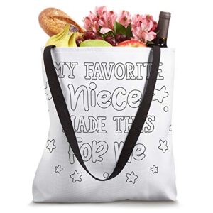 Gift from Niece craft for Aunt or Uncle Color your own funny Tote Bag