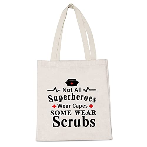 LEVLO Nursing Gift Rn Tote Bags Not All Superheroes Wear Capes Shopping Bags Nurse Dt Tote Bags Nurse Appreciation Bags (Not All Superheroes Wear Capes)