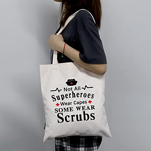 LEVLO Nursing Gift Rn Tote Bags Not All Superheroes Wear Capes Shopping Bags Nurse Dt Tote Bags Nurse Appreciation Bags (Not All Superheroes Wear Capes)