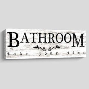 bathroom sign wall decor giclee canvas print wall art rustic framed pictures artwork home decoration, 6 x 17 inch