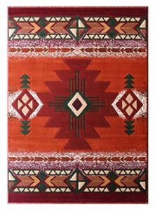 southwestern native american tribal rust area rug (2 feet x 3 feet)