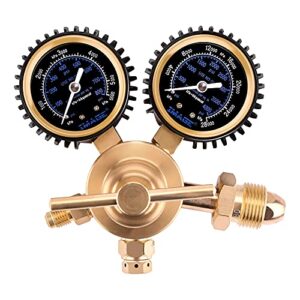nitrogen regulator, image nitrogen gauge with 0-800 psi delivery pressure equipment brass, cga-580 inlet connection and 1/4-inch male flare outlet, great for hvac purging, brazing and soldering