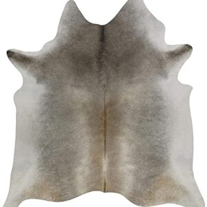 Just Cowhide Large Rug - Gray Cow Skin Hide Grey / White Premium Leather Area 5 ft X 7 Hair On,