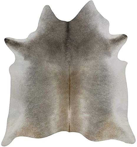 Just Cowhide Large Rug - Gray Cow Skin Hide Grey / White Premium Leather Area 5 ft X 7 Hair On,