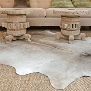 Just Cowhide Large Rug - Gray Cow Skin Hide Grey / White Premium Leather Area 5 ft X 7 Hair On,