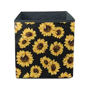 afpanqz cute sunflower foldable storage bins cube baskets for organizing, storage basket decorative organizer bins for shelves, fabric closet storage bins box for home office 13x13x13, black yellow