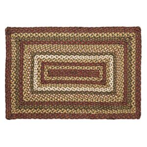 vhc brands tea cabin jute rectangular rug 24×36 country braided flooring, moss green and deep red
