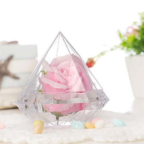 Warmtree 12 Pcs Diamond Candy Boxes Plastic Wedding Favor Boxes Clear Jars Candy Storage Boxes Gift Boxes for Wedding Baby Shower Christmas Birthday Party Decorating Ornament Container (Diamond)