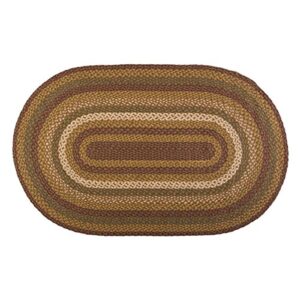 vhc brands tea cabin jute oval rug 36×60 country braided flooring, moss green and deep red