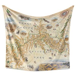 Grand Canyon National Park Map Fleece Blanket - Hand-Drawn Original Art - Soft, Cozy, and Warm Throw Blanket for Couch - Unique Gift - 58"x 50"