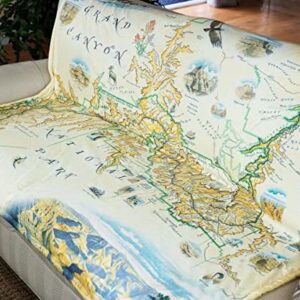 Grand Canyon National Park Map Fleece Blanket - Hand-Drawn Original Art - Soft, Cozy, and Warm Throw Blanket for Couch - Unique Gift - 58"x 50"