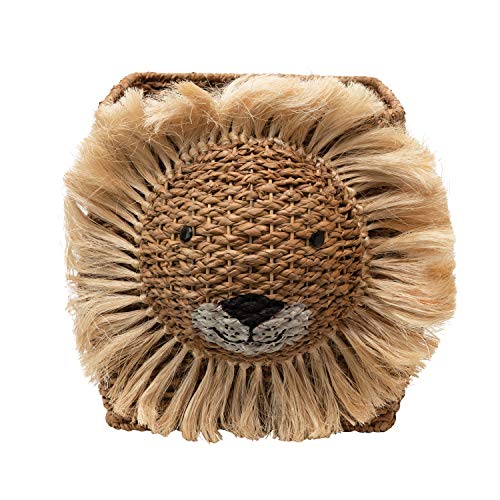 Creative Co-Op Hand-Woven Bankuan Lion, Natural Basket