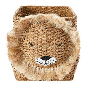 Creative Co-Op Hand-Woven Bankuan Lion, Natural Basket