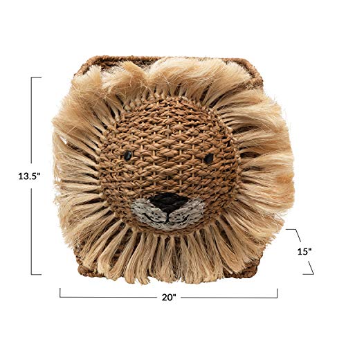 Creative Co-Op Hand-Woven Bankuan Lion, Natural Basket