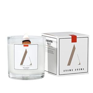 aramo aroma candle for home scented- (morning kiss) crackling wood wick candle, natural aroma candle, soy wax, scented candles (4 oz./ 110 g.)